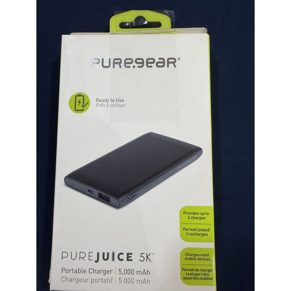 PureGear PureJuice 5K 5000mAh Portable Charger Power Bank Black - OPEN BOX - NEW